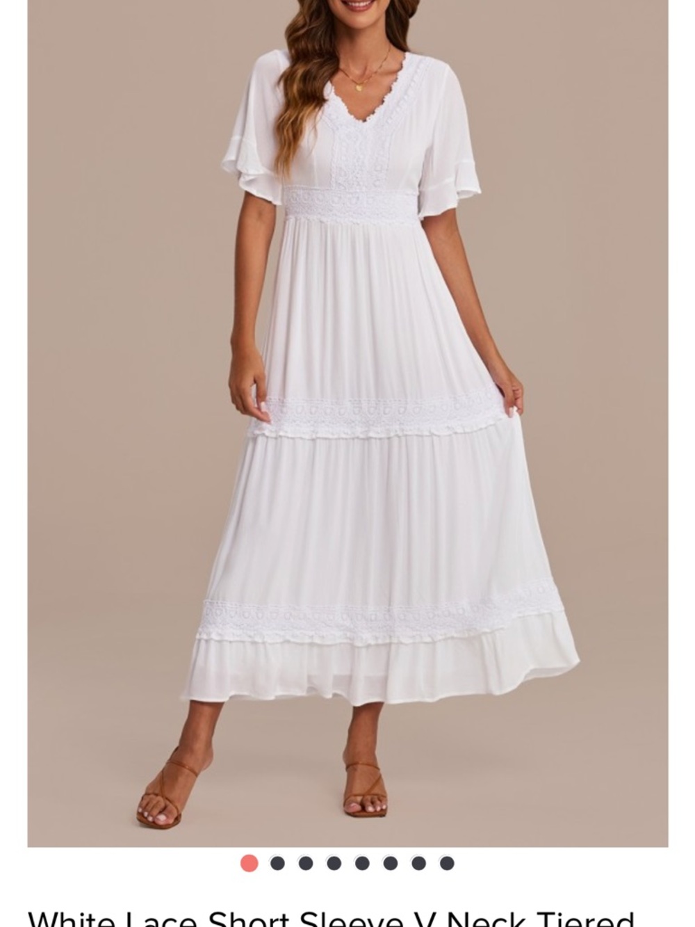 Petallush White Lace V-Neck Tiered Maxi Dress